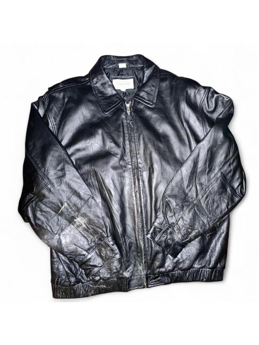 Vintage St. John’s Bay Black Leather Jacket XL Oversized 90s Classic